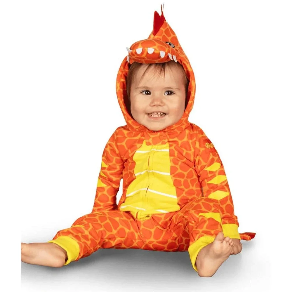 Tipsy Elves Dinosaur Costume Baby 12M Orange New T-Rex Giraffe Print Jumpsuit